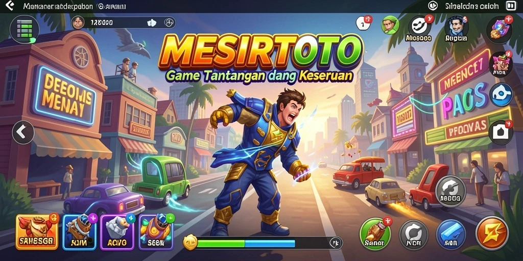 Tampilan gameplay seru dari MESIRTOTO dengan aksi penuh warna.