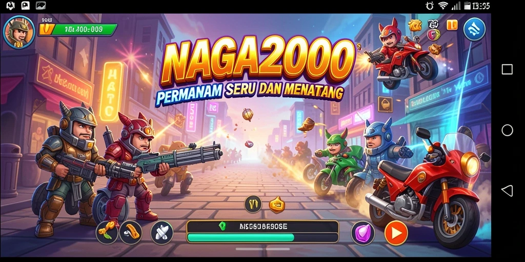 Gameplay seru NAGA2000 dengan rintangan menarik dan karakter unik.